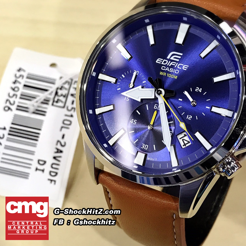 CASIO EDIFICE นาฬิกาข้อมือ นาฬิกากันน้ำ นาฬิกาของแท้ ประกันศูนย์ CMG 1 ปี รุ่น EFV-510L-2A นาฬิกาสีน้ำตาล