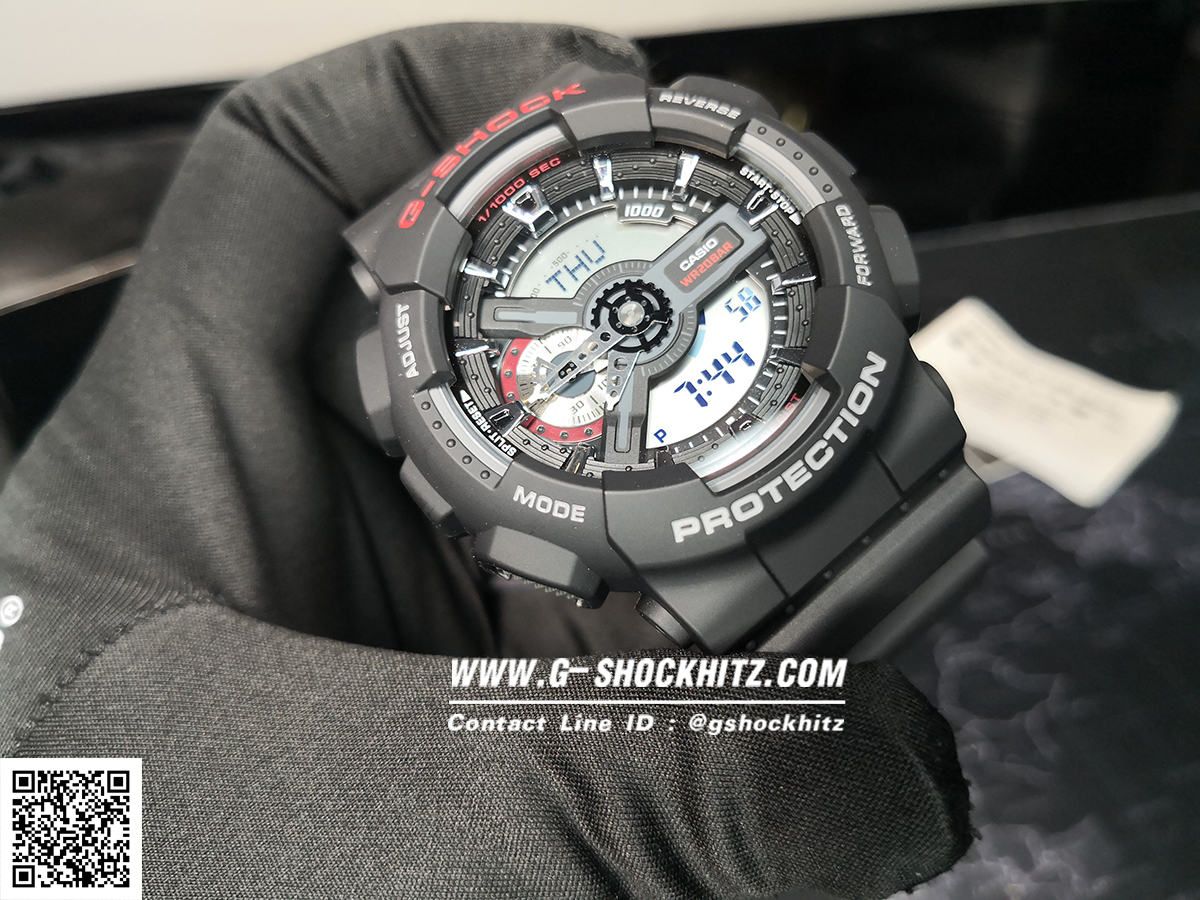 CASIO G-SHOCK นาฬิกาข้อมือ นาฬิกากันน้ำ นาฬิกาของแท้ ประกันศูนย์ CMG 1 ปี รุ่น GA-110-1A นาฬิกาสีดำ