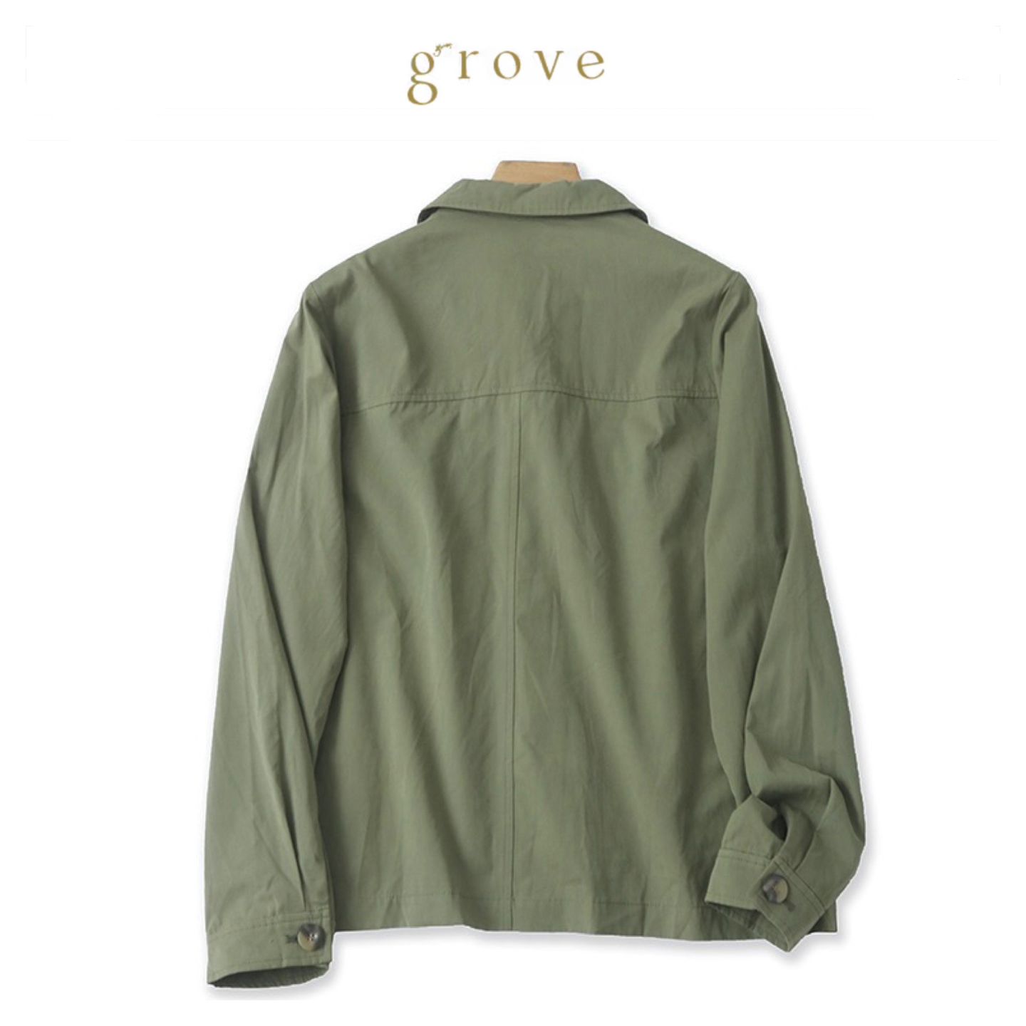 Grove เสื้อทหาร เสื้อฮู้ดเขียวทหาร เสื้อนอกแนวทหาร แพทเทินสวย เท่ห์มาก แบรน์GROVE (JAPAN) เขียว