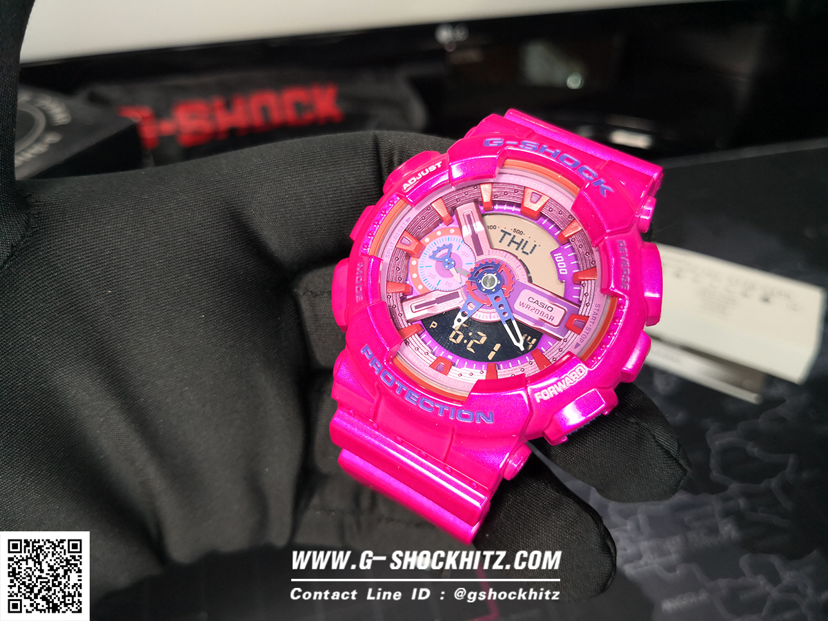 CASIO G-SHOCK นาฬิกาข้อมือ นาฬิกากันน้ำ นาฬิกาของแท้ ประกันศูนย์ CMG 1 ปี รุ่น GA-110MC-4A นาฬิกาสีชมพู