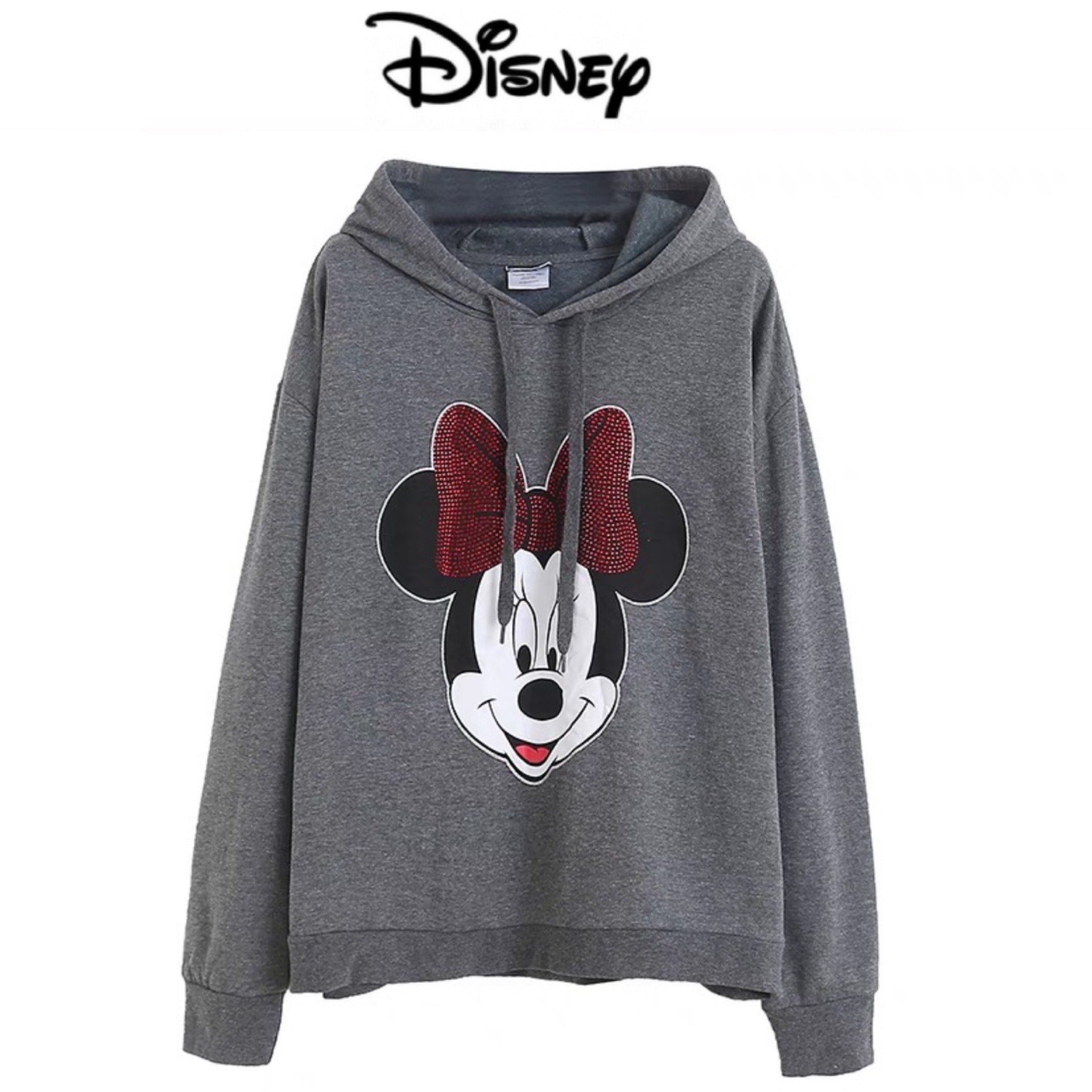 Disney เสื้อสเวตเตอร์ Disney แขนยาว สีเทา ลายMicky mouse เนื้อผ้า สีเทา สกรีน minnie mouseสำเนา สำเนา