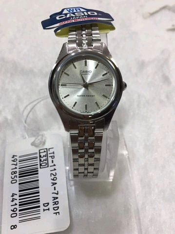 CASIO นาฬิกาคาสิโอ นาฬิกาข้อมือ นาฬิกากันน้ำ นาฬิกาของแท้ ประกันศูนย์ CMG 1 ปี รุ่น MTP-1129A-7A นาฬิกาสีเงิน