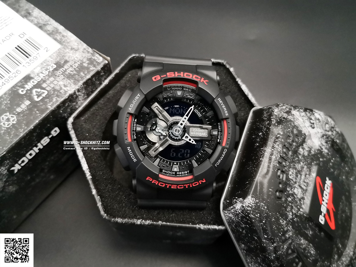 CASIO MID YEAR SALE G-SHOCK นาฬิกาข้อมือ นาฬิกากันน้ำ นาฬิกาของแท้ ประกันศูนย์ CMG 1 ปี รุ่น GA-110HR-1A นาฬิกาสีดำ