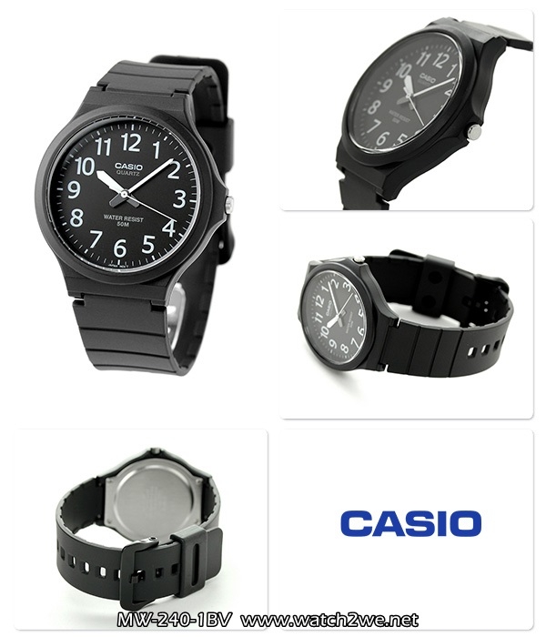 CASIO นาฬิกาคาสิโอ นาฬิกาข้อมือ นาฬิกากันน้ำ นาฬิกาของแท้ ประกันศูนย์ CMG 1 ปี รุ่น MW-240-1B นาฬิกาสีดำ