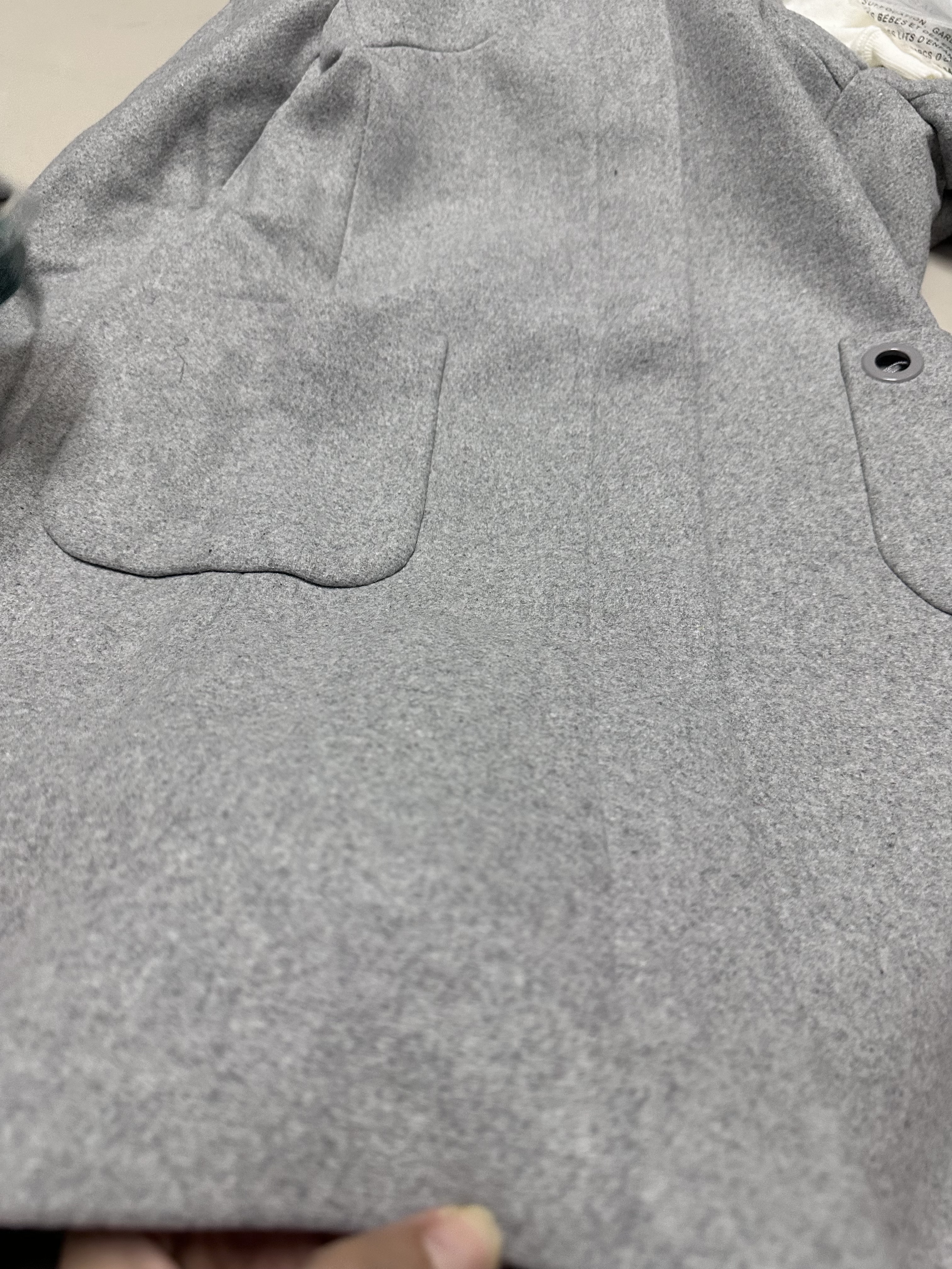 เสื้อโค้ท peacoat เสื้อโค้ทเฟอร์ โค้ทสักหลาดสีเทาอ่อน แบรนด์ La chapelle
