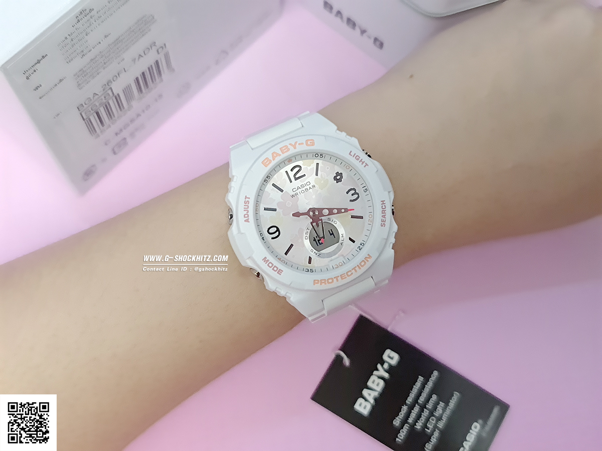 CASIO BABY-G นาฬิกาข้อมือ นาฬิกากันน้ำ นาฬิกาของแท้ ประกันศูนย์ CMG 1 ปี รุ่น BGA-260FL-7A นาฬิกาสีขาว