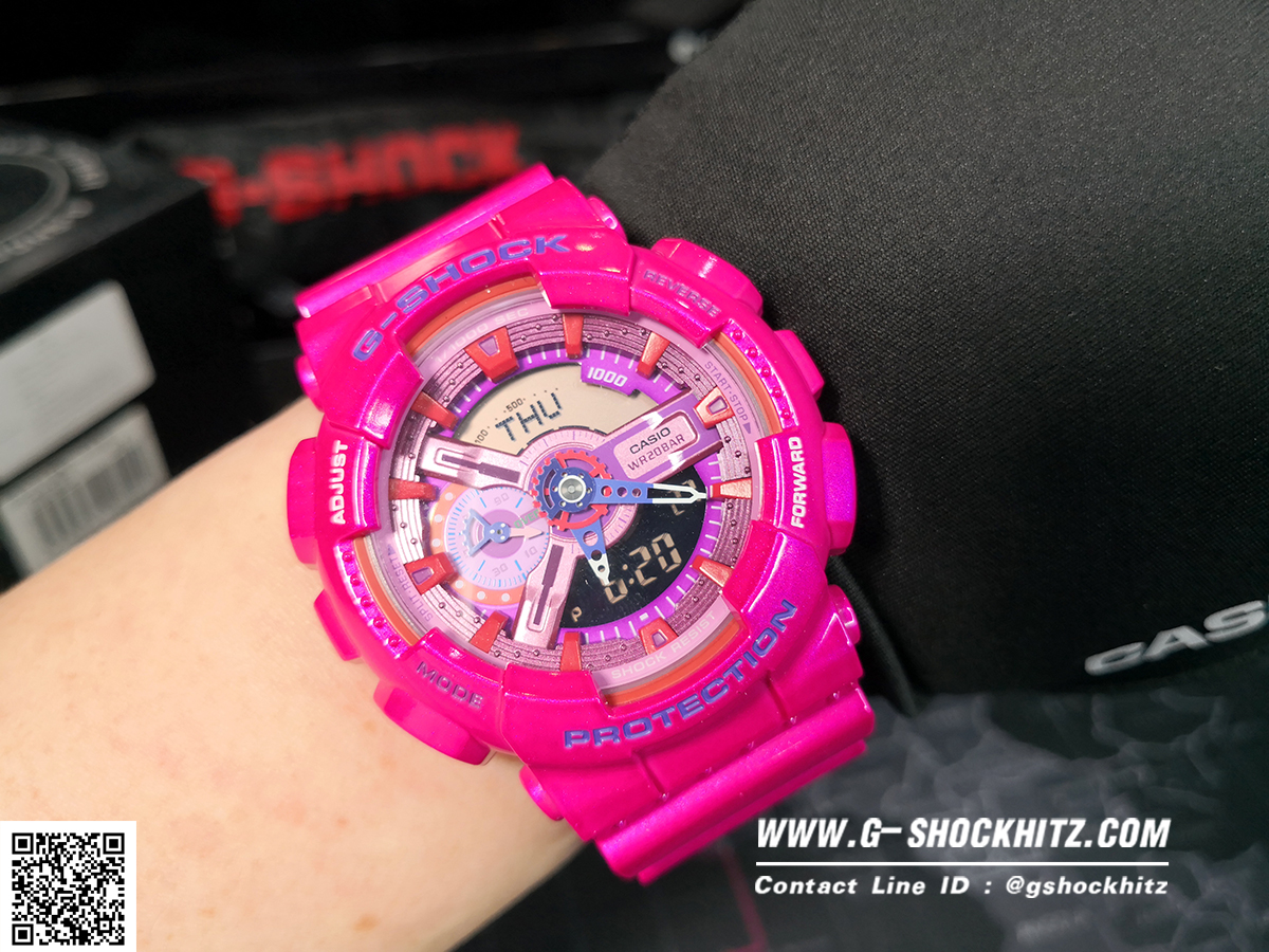 CASIO G-SHOCK นาฬิกาข้อมือ นาฬิกากันน้ำ นาฬิกาของแท้ ประกันศูนย์ CMG 1 ปี รุ่น GA-110MC-4A นาฬิกาสีชมพู