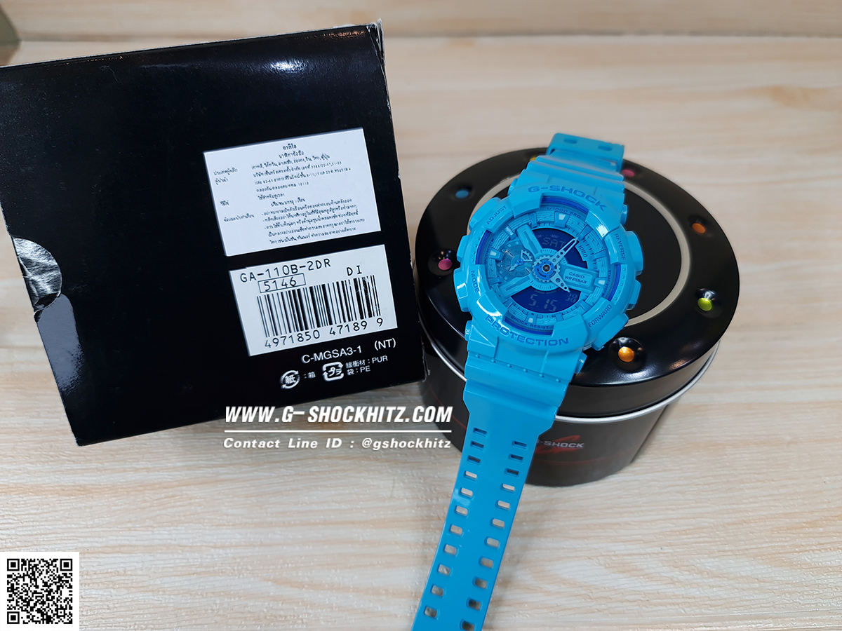CASIO G-SHOCK G-SHOCK นาฬิกาข้อมือ นาฬิกากันน้ำ นาฬิกาของแท้ ประกันศูนย์ CMG 1 ปี รุ่น GA-110B-2 นาฬิกาสีฟ้า