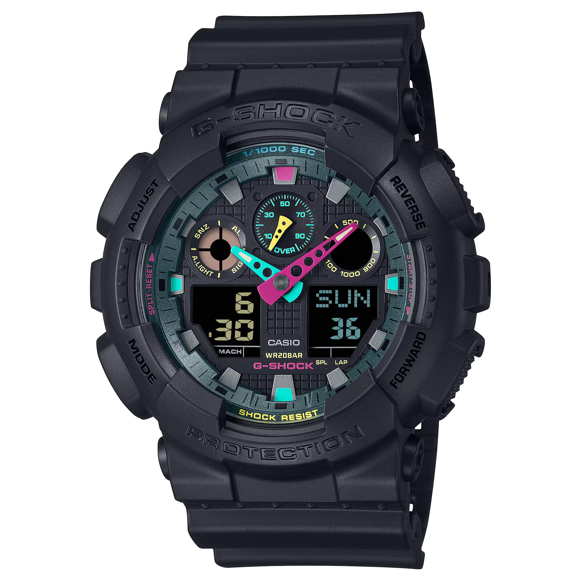CASIO MID YEAR SALE G-SHOCK นาฬิกาข้อมือ นาฬิกากันน้ำ นาฬิกาของแท้ ประกันศูนย์ CMG 1 ปี รุ่น GA-100MF-1A นาฬิกาสีดำ