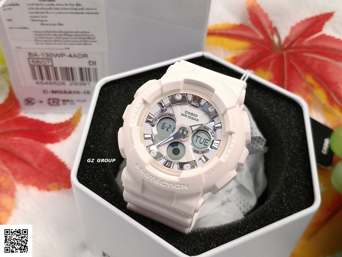 CASIO BABY-G นาฬิกาข้อมือ นาฬิกากันน้ำ นาฬิกาของแท้ ประกันศูนย์ CMG 1 ปี รุ่น BA-130WP-4A นาฬิกาสีชมพู
