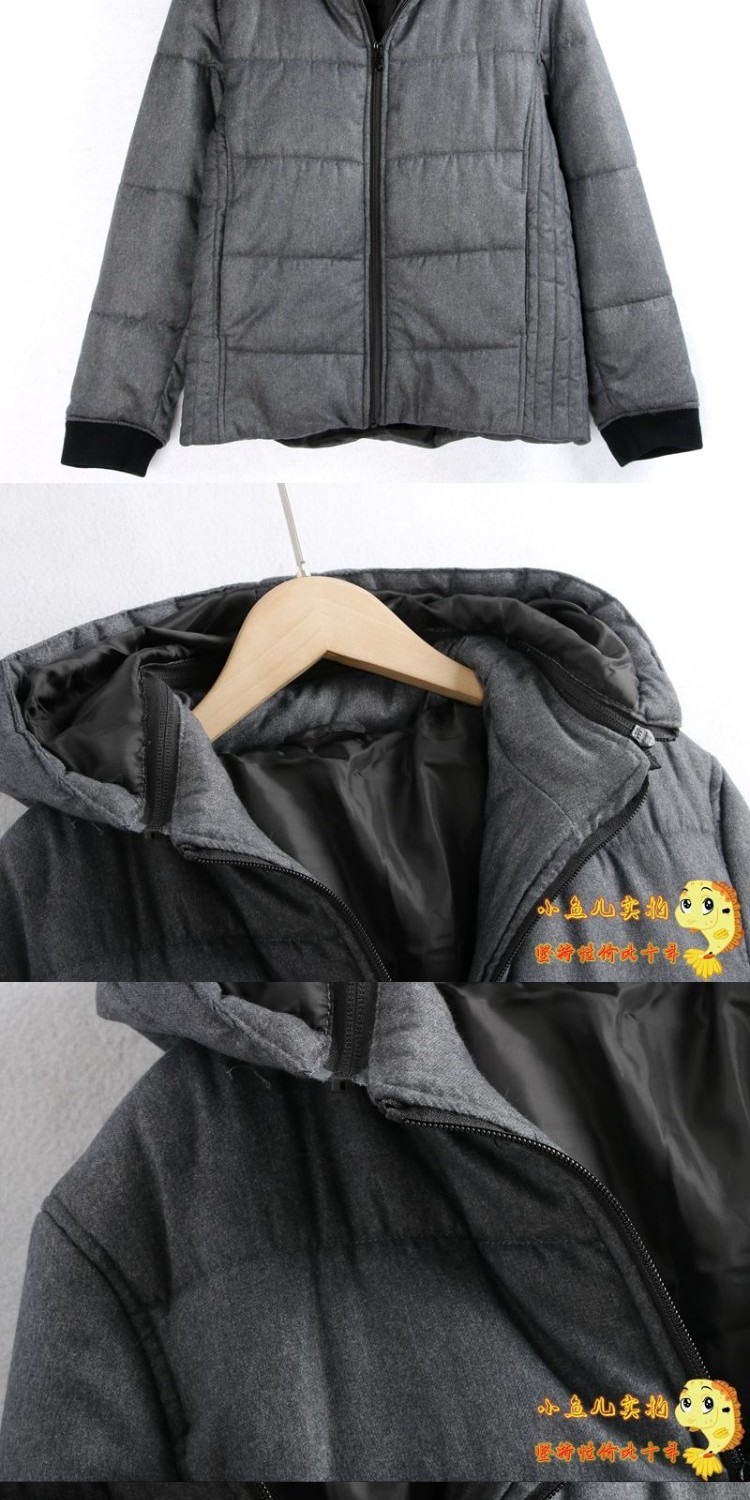 เสื้อกันหนาว ติดฮูท เสื้อบอมเบอร์ บุนวมอุ่น แบรนด์ญี่ปุ่น Lightweight Puffer Jacket สำเนา เทา