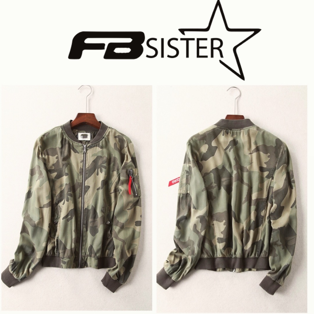 FB SISTER เสื้อแจ็คเก็ต เสื้อนอก เสื้อคลุม ลายพราง Camo Flag สีเขียวทหาร แบรนด์เนม FB Sister แท้ งานสวย แพทเทิน เนี๊ยบ เท่ มากคะ Size: ลายพราง