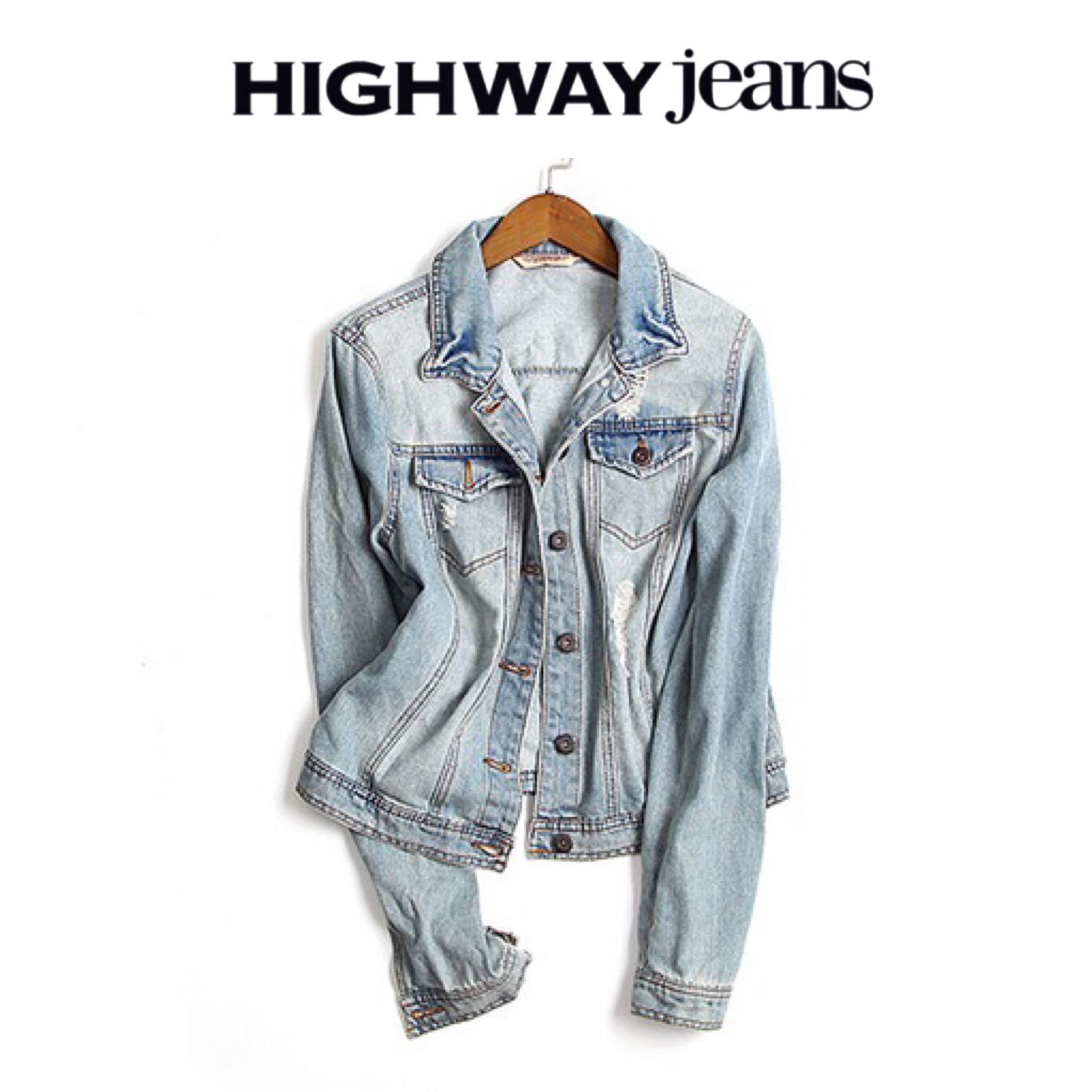 Highway jean เสื้อยีนส์ แจ็คเก็ตยีนส์ฟอก แต่งเซอร์ งาน HIGHWAY JEAN สวยเท่ห์มากคะ Size S/M/L/XL ยีนส์