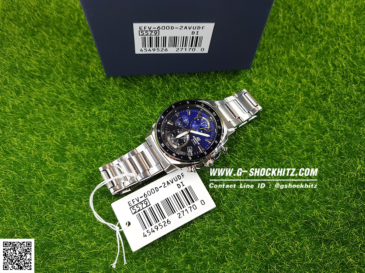 CASIO EDIFICE นาฬิกาข้อมือ นาฬิกากันน้ำ นาฬิกาของแท้ ประกันศูนย์ CMG 1 ปี รุ่น EFV-600D-2A นาฬิกาสีเงิน