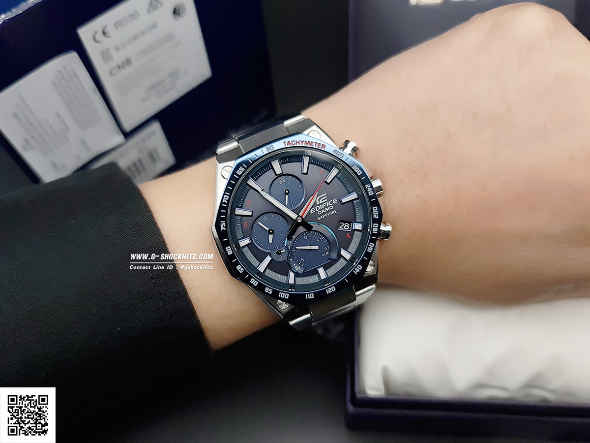 CASIO EDIFICE นาฬิกาข้อมือ นาฬิกากันน้ำ นาฬิกาของแท้ ประกันศูนย์ CMG 1 ปี รุ่น EQB-1100XDB-2A นาฬิกาสีเงิน