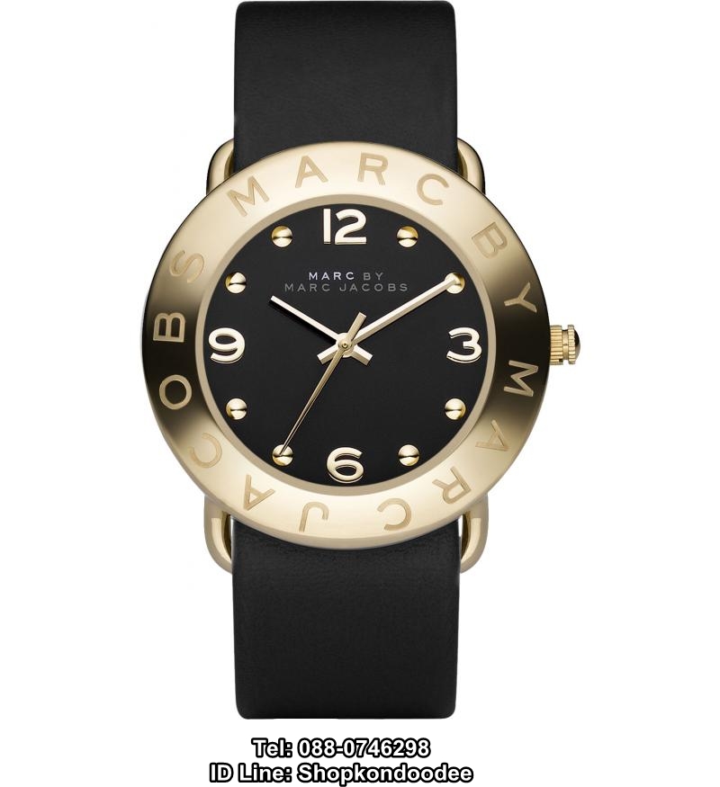 Marc by Marc Jacobs Women's MBM1154 Amy Gold-Tone Stainless Steel Watch with Black Leather Band