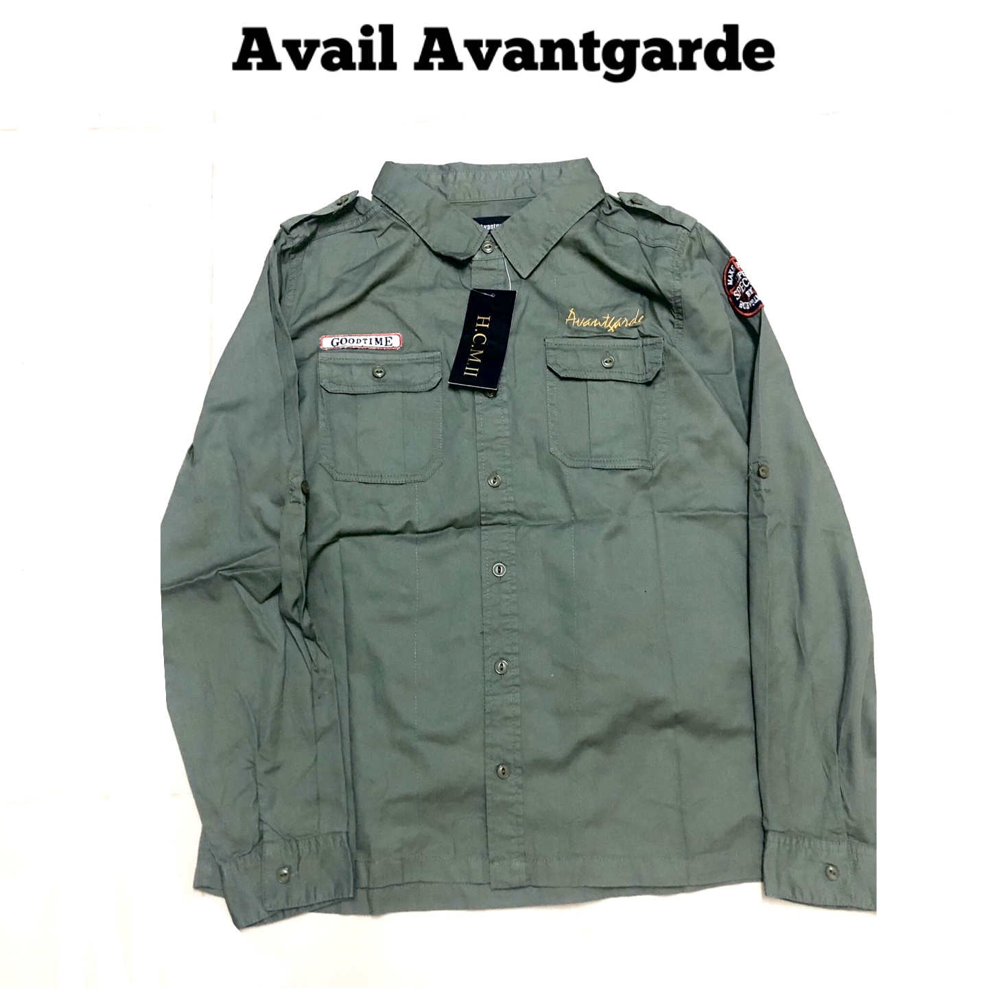 Avail Avantgarde เสื้อเขียวทหาร เสื้อนอก เสื้อเชิ้ตเขียวทหาร แนวทหาร แบรนด์ Avail Avantgarde(Japan)แพทเทินสวย เท่ห์มาก คะ เขียว