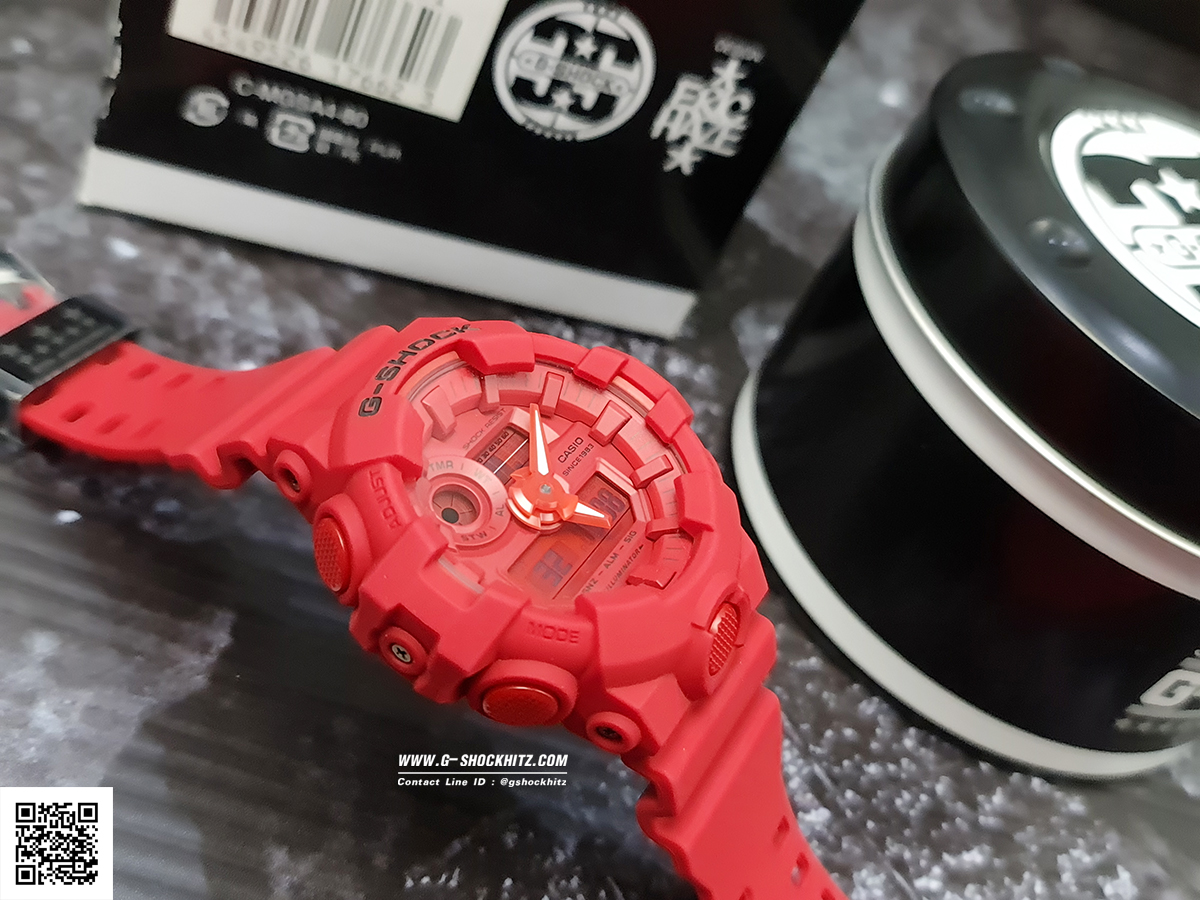 CASIO MID YEAR SALE G-SHOCK พร้อมส่ง นาฬิกาข้อมือ นาฬิกากันน้ำ นาฬิกาของแท้ ประกันศูนย์ CMG 1 ปี รุ่น GA-735C-4A นาฬิกาสีแดง