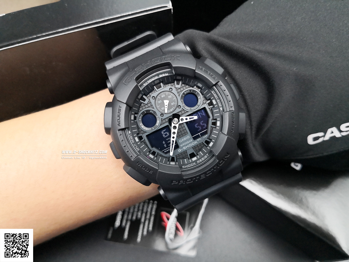 CASIO G-SHOCK นาฬิกาข้อมือ นาฬิกากันน้ำ นาฬิกาของแท้ ประกันศูนย์ CMG 1 ปี รุ่น GA-100-1A1 นาฬิกาสีดำ