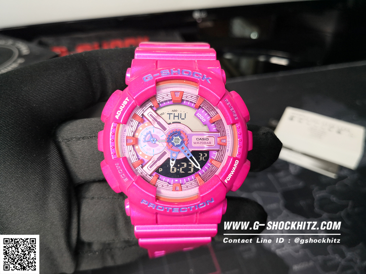 CASIO G-SHOCK นาฬิกาข้อมือ นาฬิกากันน้ำ นาฬิกาของแท้ ประกันศูนย์ CMG 1 ปี รุ่น GA-110MC-4A นาฬิกาสีชมพู