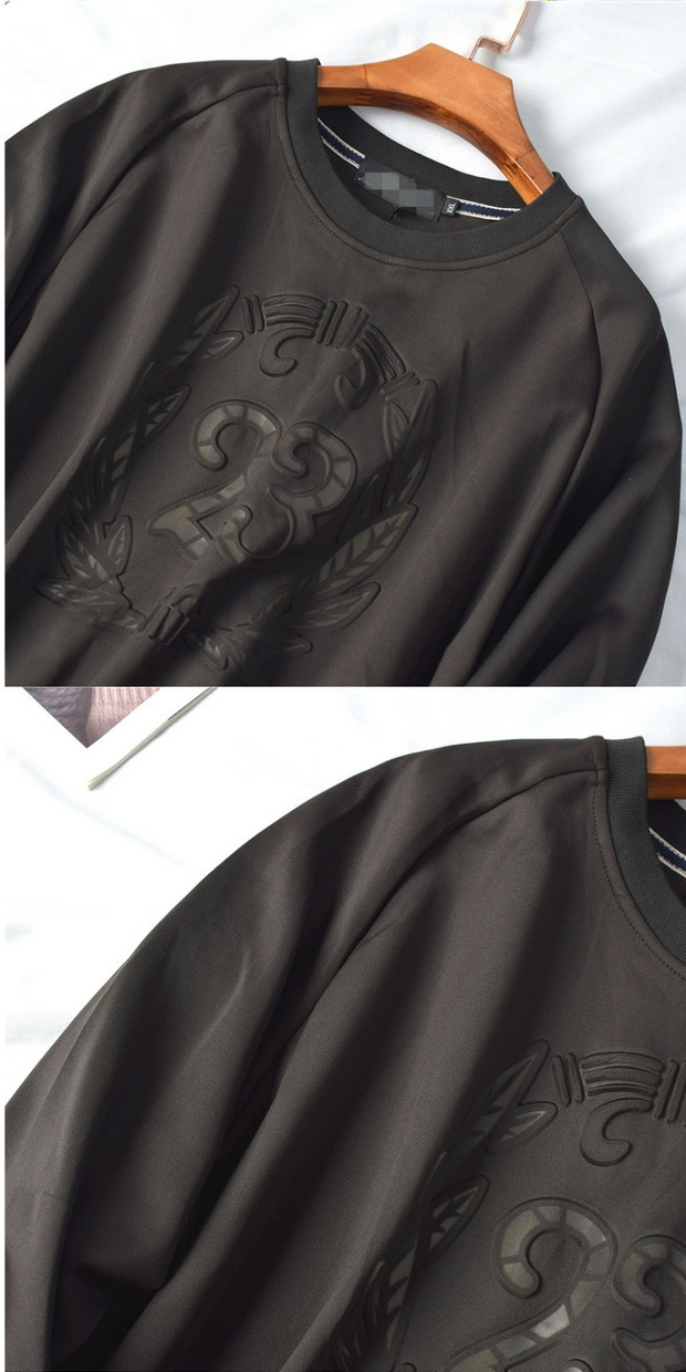 เสื้อวอร์ม เสื้อสเวตเตอร์ ปั๊มลาย เสื้อกันหนาว ทรง over size เนื้อละเอียด ดำ