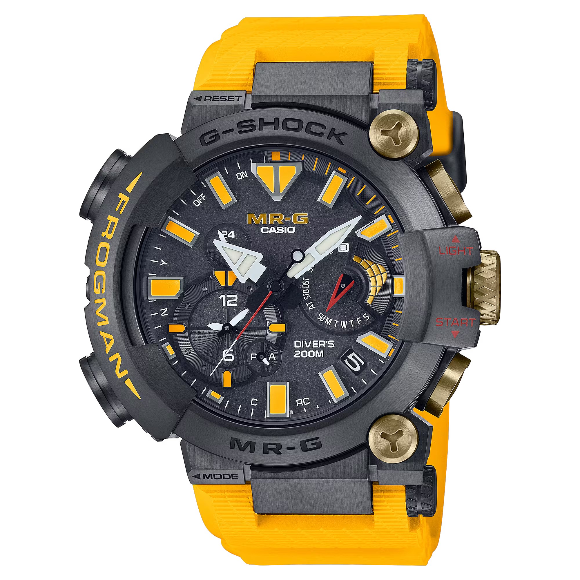 CASIO G-SHOCK นาฬิกาข้อมือ นาฬิกากันน้ำ นาฬิกาของแท้ ประกันศูนย์ CMG 1 ปี รุ่น FROGMAN MRG-BF1000E-1A9 นาฬิกาสีเหลือง