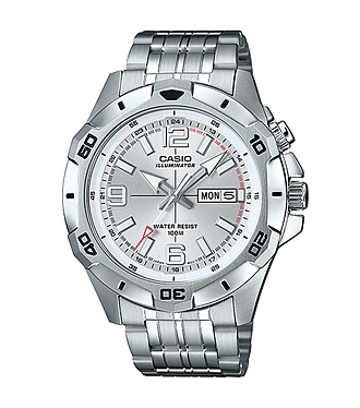 CASIO นาฬิกาคาสิโอ นาฬิกาข้อมือ นาฬิกากันน้ำ นาฬิกาของแท้ ประกันศูนย์ CMG 1 ปี รุ่น MTD-1082D-7A นาฬิกาสีเงิน