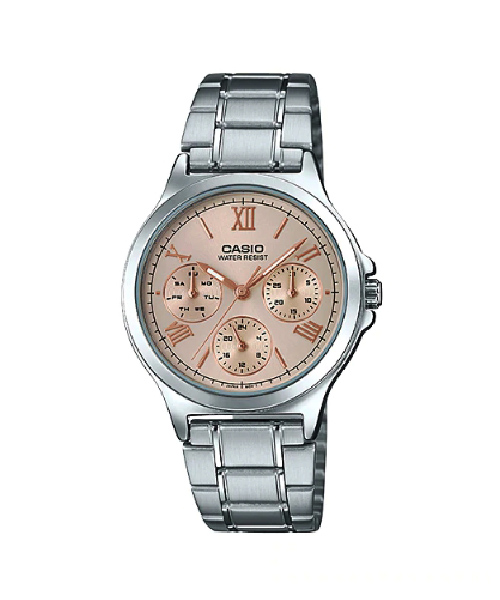 CASIO นาฬิกาคาสิโอ นาฬิกาข้อมือ นาฬิกากันน้ำ นาฬิกาของแท้ ประกันศูนย์ CMG 1 ปี รุ่น LTP-V300D-9A2 นาฬิกาสีเงิน