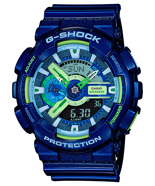 CASIO G-SHOCK นาฬิกาข้อมือ นาฬิกากันน้ำ นาฬิกาของแท้ ประกันศูนย์ CMG 1 ปี รุ่น GA-110MC-2A นาฬิกาสีน้้ำเงิน