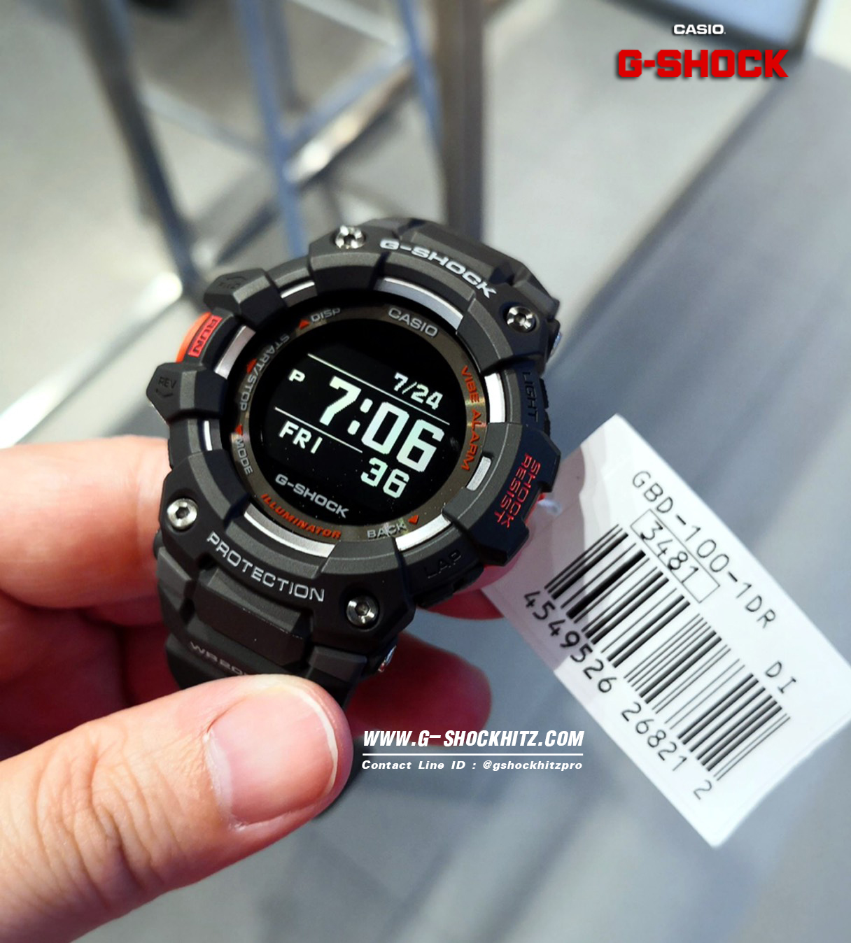 CASIO MID YEAR SALE G-SHOCK นาฬิกาข้อมือ นาฬิกากันน้ำ นาฬิกาของแท้ ประกันศูนย์ CMG 1 ปี รุ่น GBD-100-1 นาฬิกาสีดำ