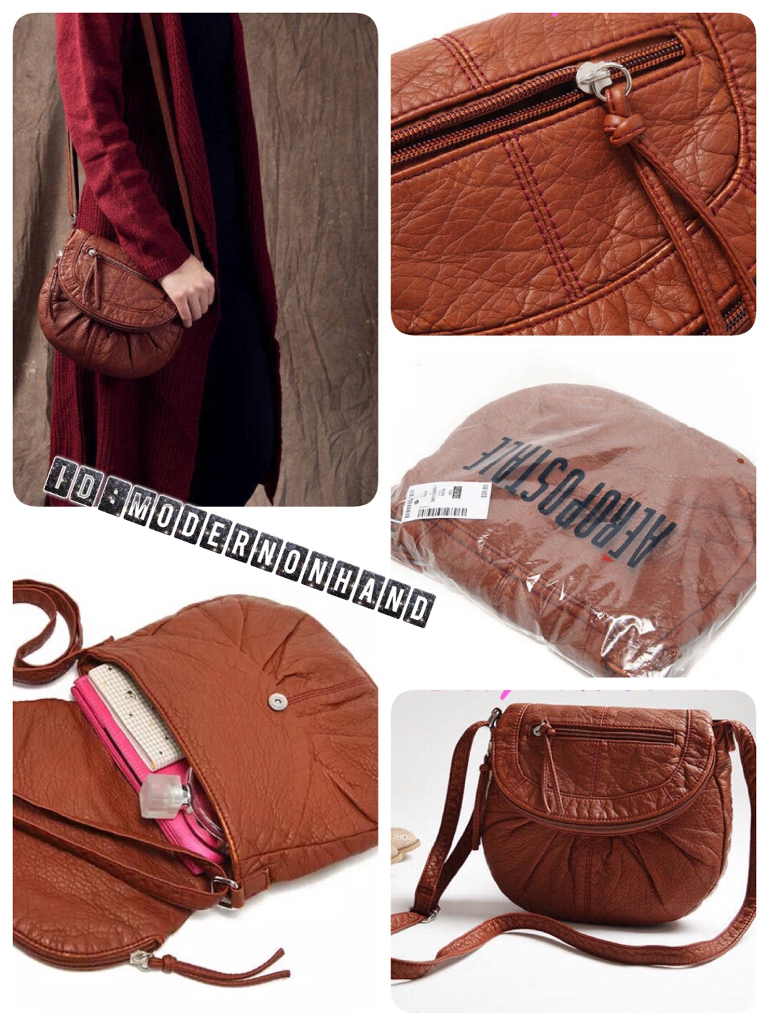 กระเป๋าสะพายข้าง กระเป๋า BRand AEROPOSTALE เนื้อนุ่ม ลื่น สีน้ำตาล สายปรับระดับได้คะ สินค้าหลุดโรงงาน จำนวนจำกัดคะ