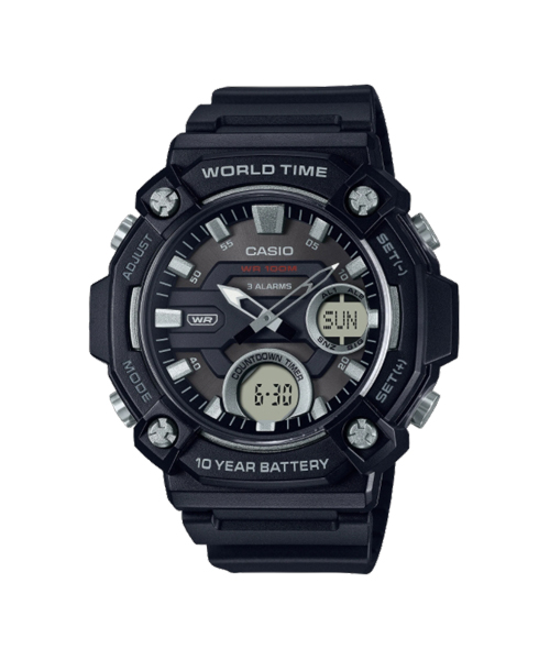 CASIO นาฬิกาคาสิโอ นาฬิกาข้อมือ นาฬิกากันน้ำ นาฬิกาของแท้ ประกันศูนย์ CMG 1 ปี รุ่น AEQ-120W-1AV นาฬิกาสีดำ