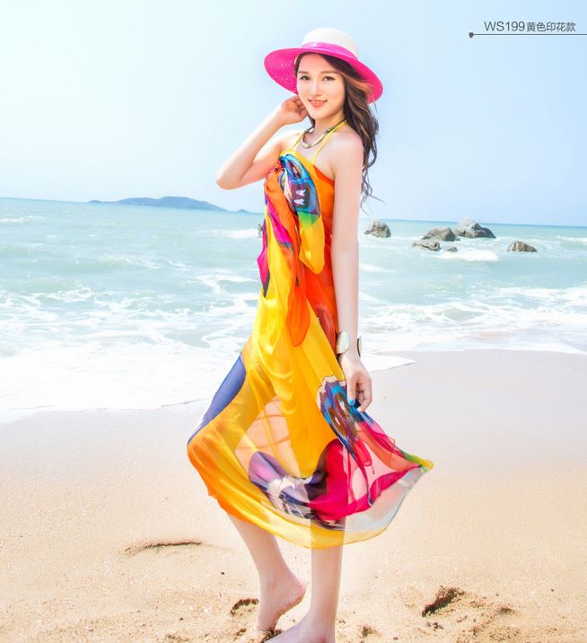 ผ้าชายทะเล ผ้าชายหาด ชีฟองเหลืองผีเสื้อ