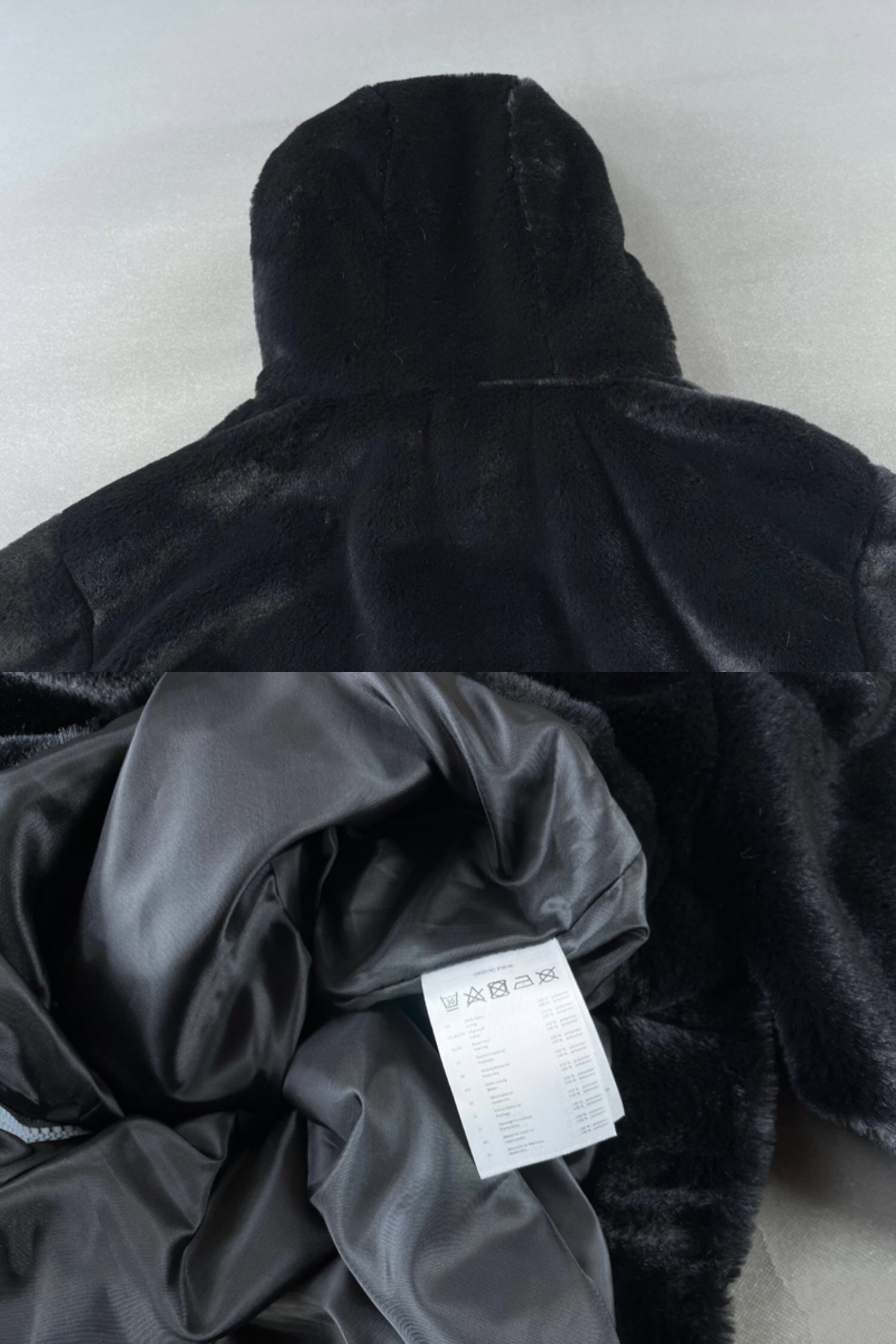 Page one เสื้อเฟอร์กันหนาว หมวกฮู้ด เสื้อขน Fluffy coat แบรนด์ page One ดำ