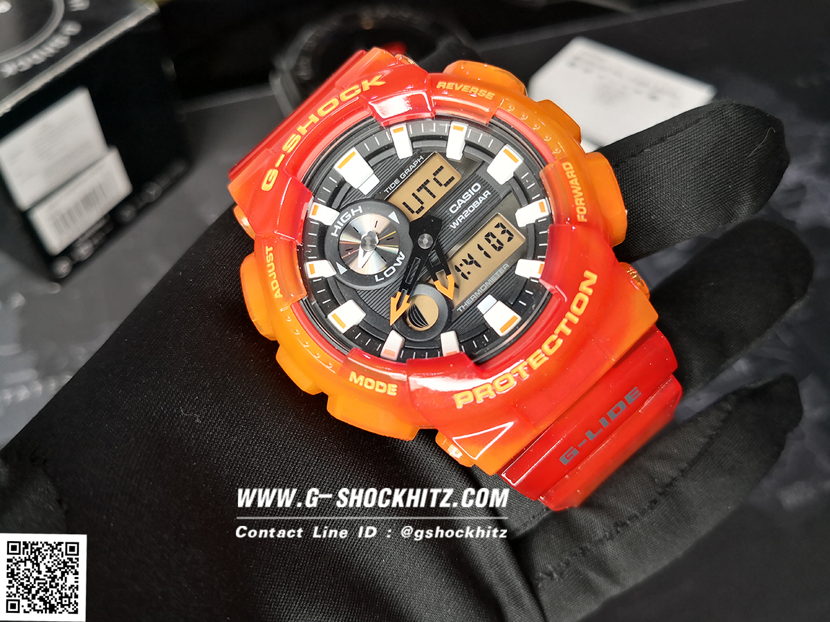 CASIO MID YEAR SALE G-SHOCK พร้อมส่ง นาฬิกาข้อมือ นาฬิกากันน้ำ นาฬิกาของแท้ ประกันศูนย์ CMG 1 ปี รุ่น GAX-100MSA-4A นาฬิกาสีส้้ม