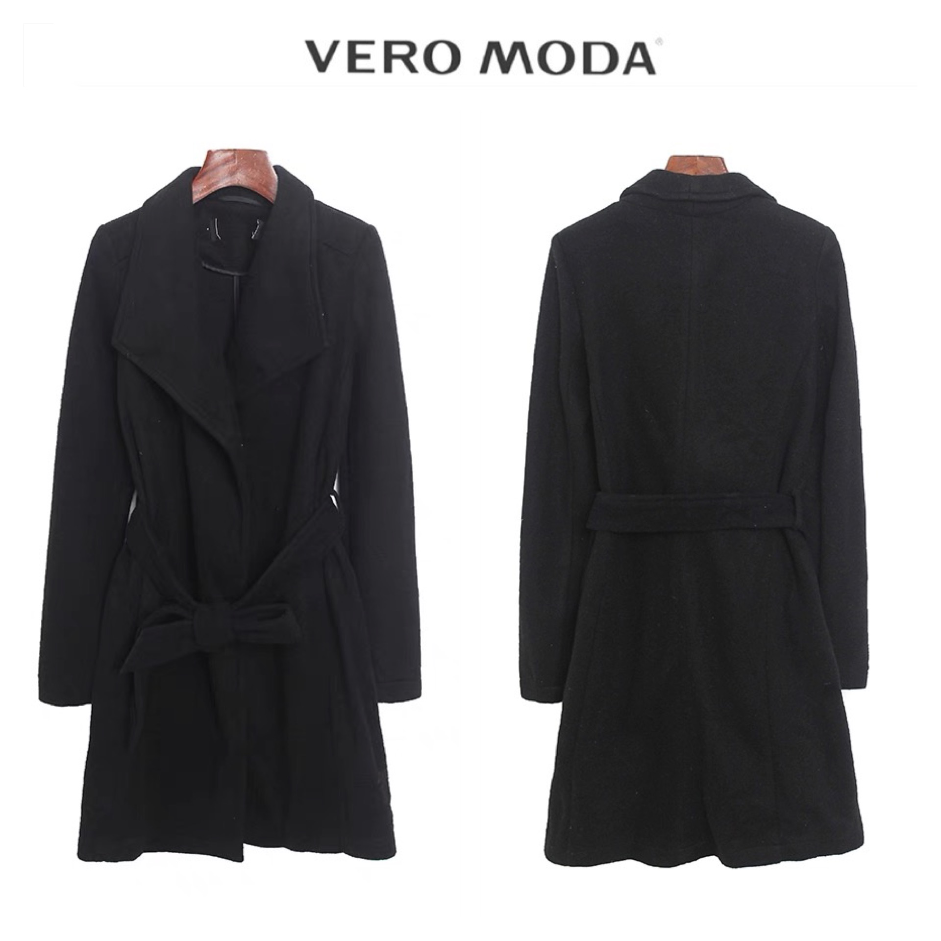 เสื้อโค้ท เสื้อกันหนาว เนื้อผ้าวูล โค้ทวูล สีดำ แบรนด์ vero moda