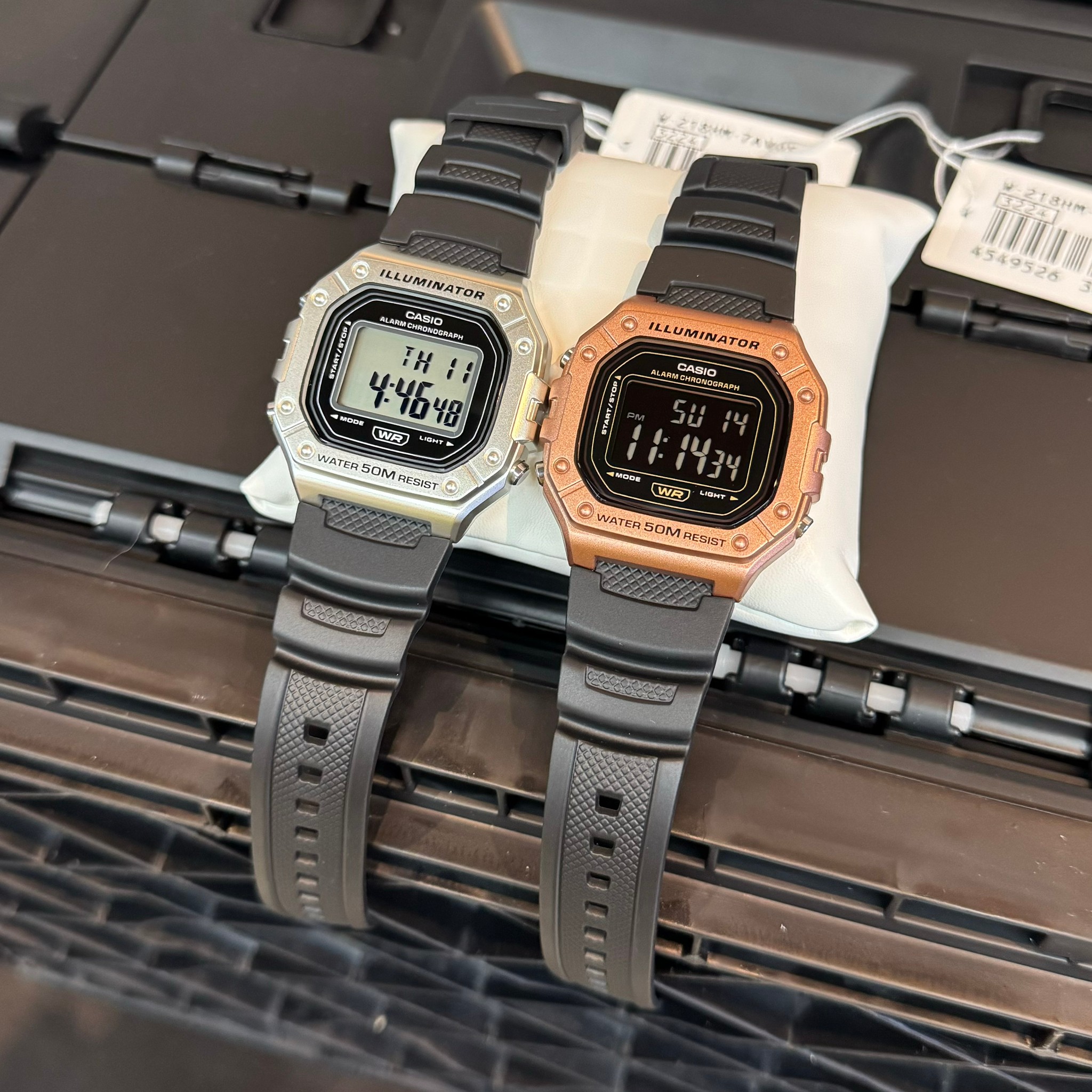 CASIO MID YEAR SALE นาฬิกาคาสิโอ นาฬิกาข้อมือ นาฬิกากันน้ำ นาฬิกาของแท้ BTS ประกันศูนย์ CMG 1 ปี รุ่น W-218HM-5B นาฬิกาสีโรสโกล