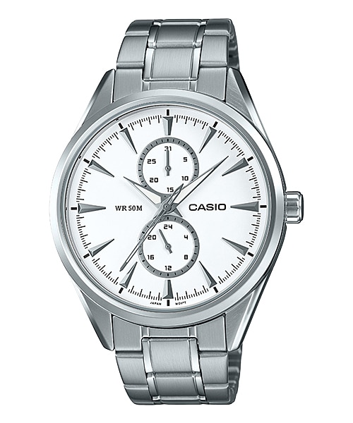 CASIO นาฬิกาคาสิโอ นาฬิกาข้อมือ นาฬิกากันน้ำ นาฬิกาของแท้ ประกันศูนย์ CMG 1 ปี รุ่น MTP-SW340D-7A นาฬิกาสีเงิน
