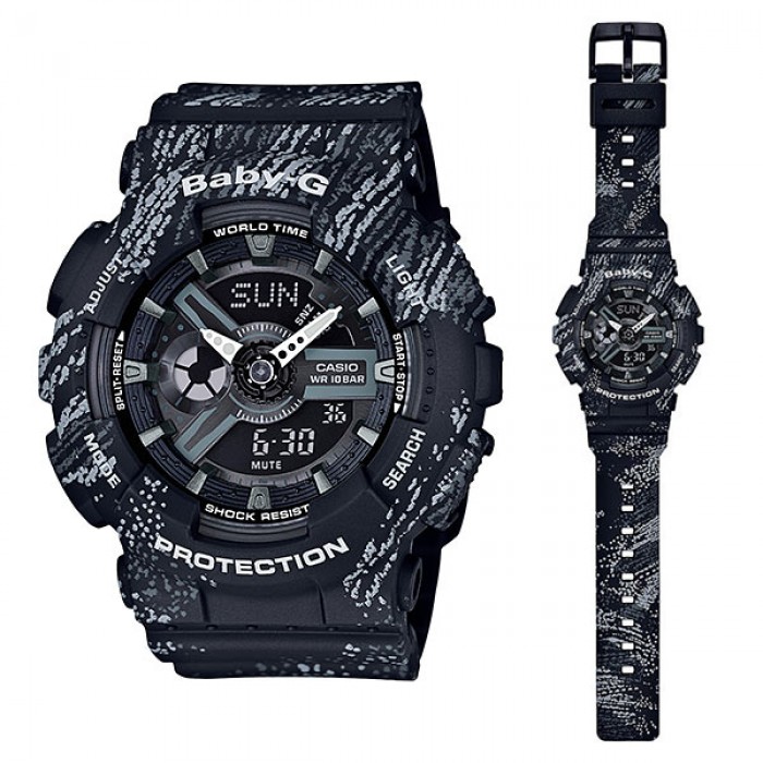 CASIO BABY-G นาฬิกาข้อมือ นาฬิกากันน้ำ นาฬิกาของแท้ ประกันศูนย์ CMG 1 ปี รุ่น BA-110TX-1A นาฬิกาสีดำ