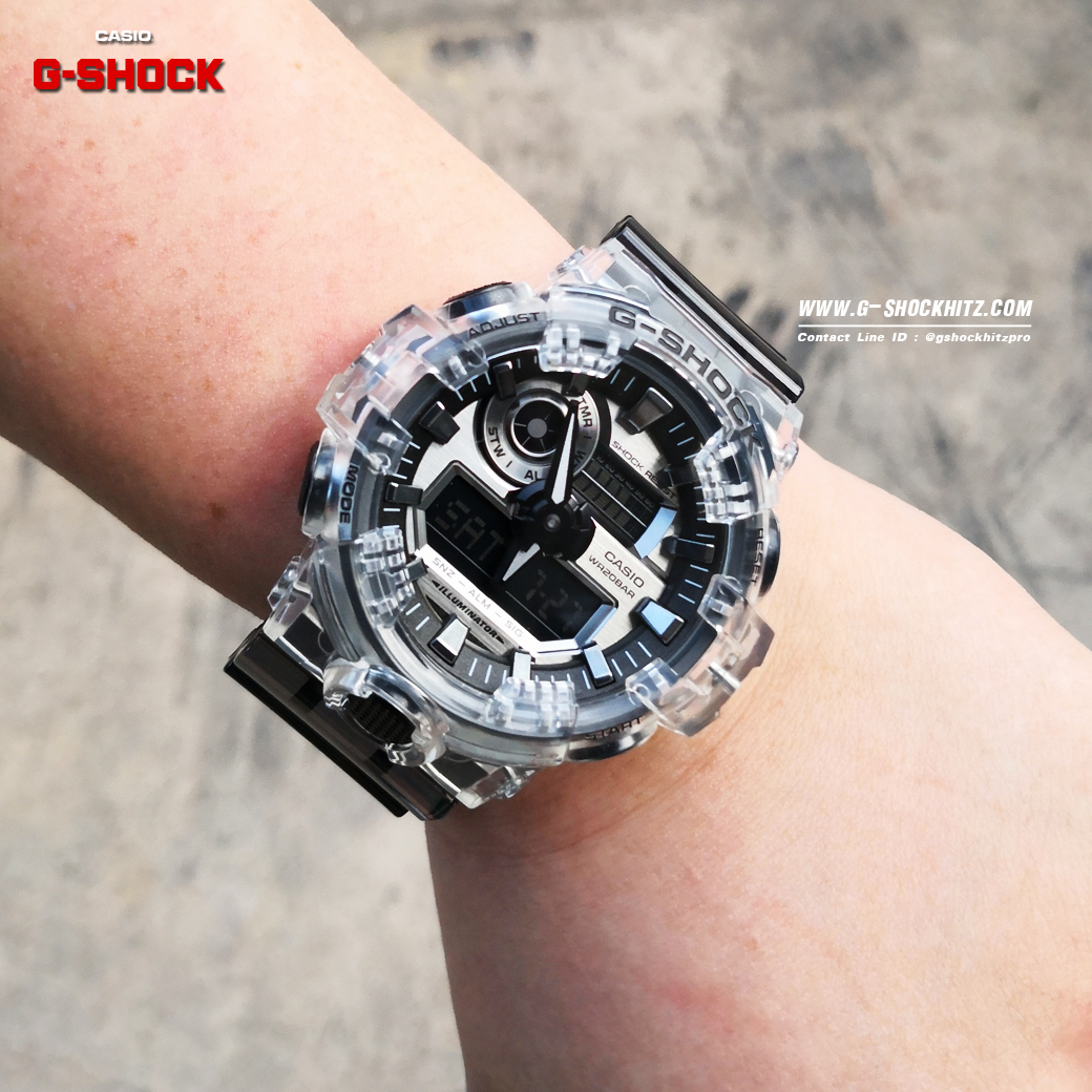 CASIO G-SHOCK นาฬิกาข้อมือ นาฬิกากันน้ำ นาฬิกาของแท้ ประกันศูนย์ CMG 1 ปี รุ่น GA-700SK-1A นาฬิกาสีใส