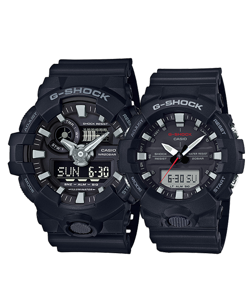 CASIO G-SHOCK นาฬิกาข้อมือ นาฬิกากันน้ำ นาฬิกาของแท้ ประกันศูนย์ CMG 1 ปี รุ่น GA-700-1B / GA-800-1 นาฬิกาสีดำ