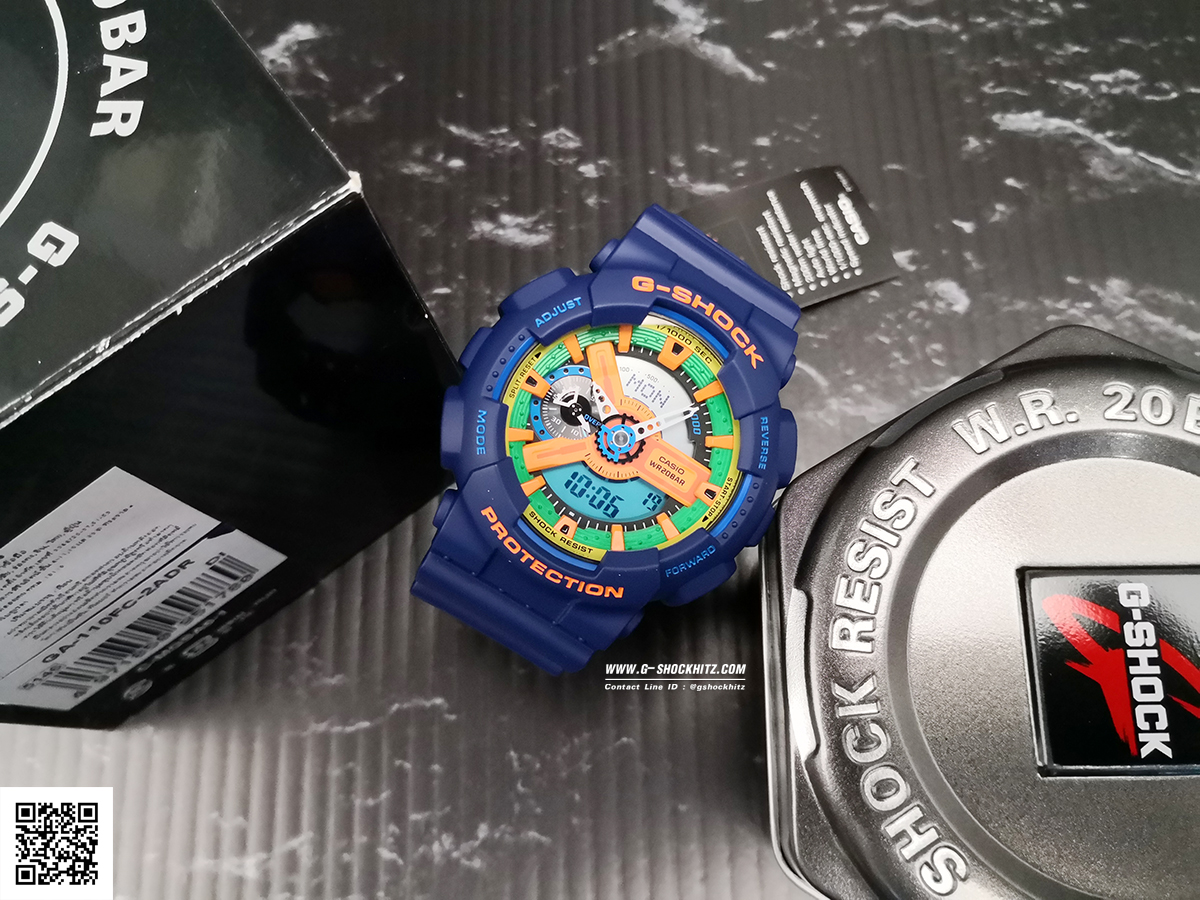 CASIO G-SHOCK นาฬิกาข้อมือ นาฬิกากันน้ำ นาฬิกาของแท้ ประกันศูนย์ CMG 1 ปี รุ่น GA-110FC-2A นาฬิกาสีน้้ำเงิน