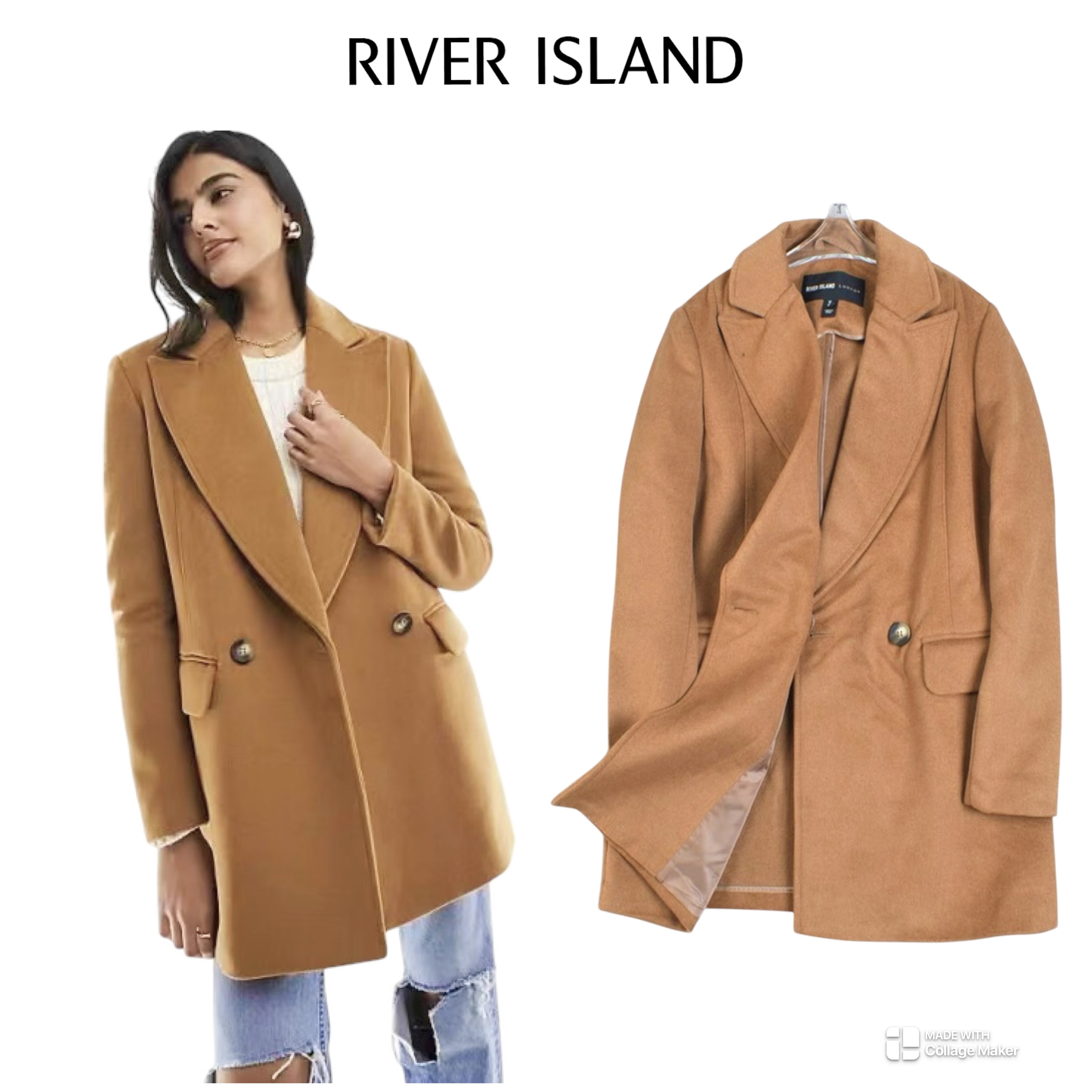 Love tree เสื้อโค้ทกันหนาว เสื้อกันหนาว overcoat โค้ทวูล สีcamel belt coat สีครีมเบจ แบรนด์ ANNA FIELD Camel
