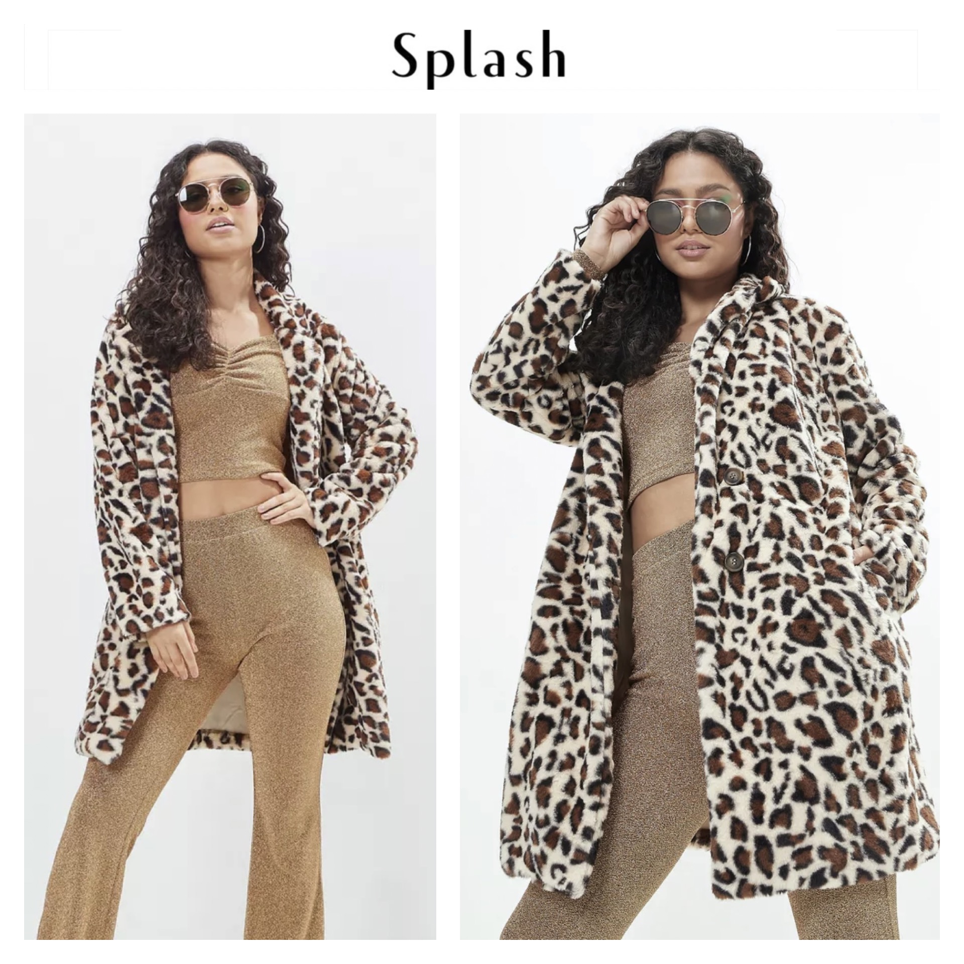 Splash เสื้อโค้ทเฟอร์ ลายเสือ กันหนาว เสื้อขนเฟอร์ ลายเสือ แบรนด์ SPLASH เนื้อขนนุ่มละเอียด นิ่มมากค่ะแบรนด์ สำเนา สำเนา ลายเสือ