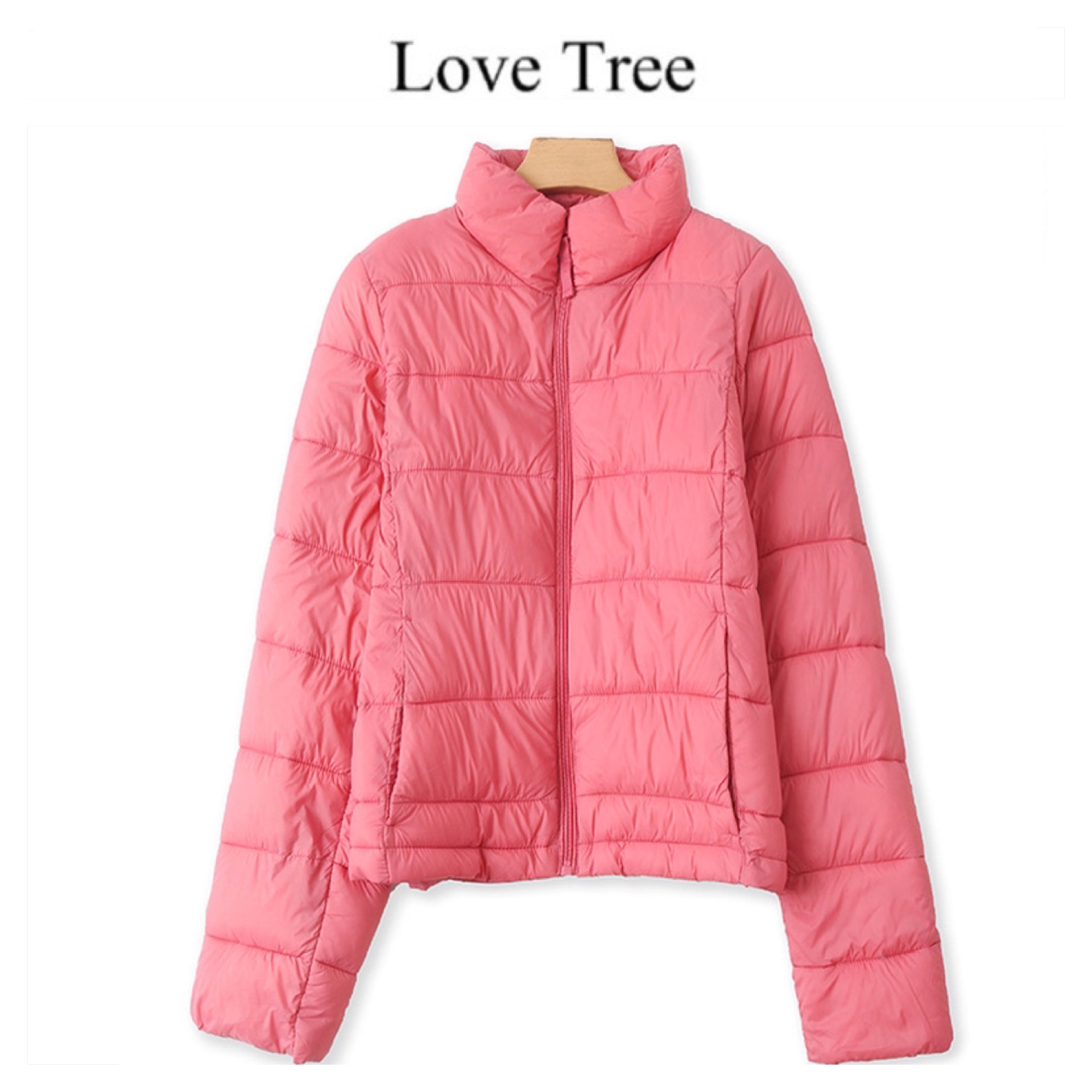 เสื้อกันหนาว หมวกฮู้ด เสื้อกันหนาวบุนวม love tree ดำ