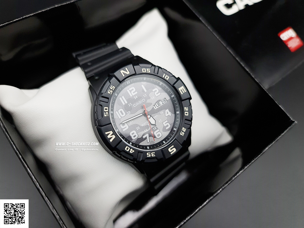 CASIO นาฬิกาคาสิโอ นาฬิกาข้อมือ นาฬิกากันน้ำ นาฬิกาของแท้ ประกันศูนย์ CMG 1 ปี รุ่น MRW-220HCM-1B นาฬิกาสีดำ