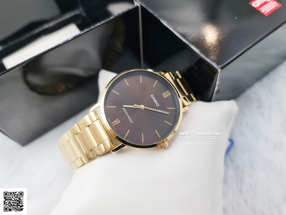 CASIO MID YEAR SALE นาฬิกาคาสิโอ พร้อมส่ง นาฬิกาข้อมือ นาฬิกากันน้ำ นาฬิกาของแท้ BTS ประกันศูนย์ CMG 1 ปี รุ่น MTP-VT01G-5B นาฬิกาสีทอง