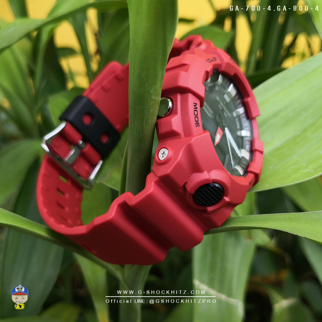 CASIO G-SHOCK นาฬิกาข้อมือ นาฬิกากันน้ำ นาฬิกาของแท้ ประกันศูนย์ CMG 1 ปี รุ่น GA-700-4 / GA-800-4 นาฬิกาสีแดง