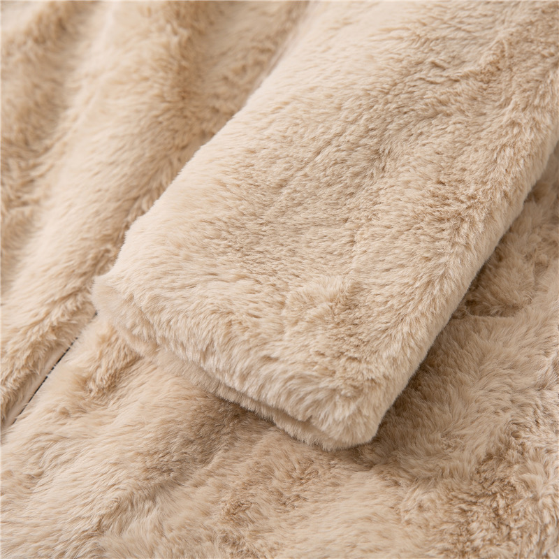 pepco เสื้อเฟอร์กันหนาว หมวกฮู้ด เสื้อขน FLUFFY Coat แบรนด์ PEPCO ดำ / เบจ