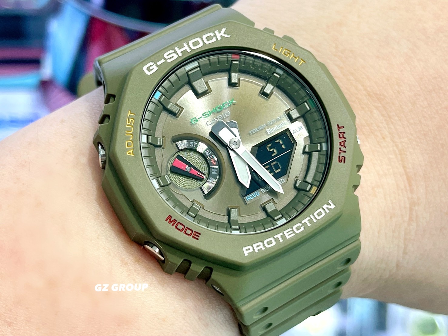 CASIO MID YEAR SALE G-SHOCK นาฬิกาข้อมือ นาฬิกากันน้ำ นาฬิกาของแท้ ประกันศูนย์ CMG 1 ปี รุ่น GA-B2100FC-3A นาฬิกาสีเขียว